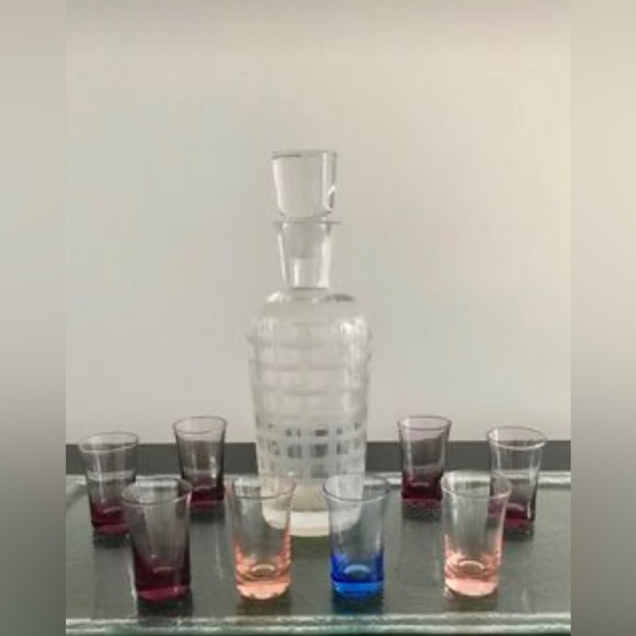 Liquor Glass CARAFE 
+ 8 colourful shot glasses


Decanter H:11” - Picture 3 of 3